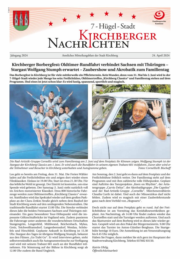 Titelblatt Kirchberger Nachrichten Ausgabe: 04/2024