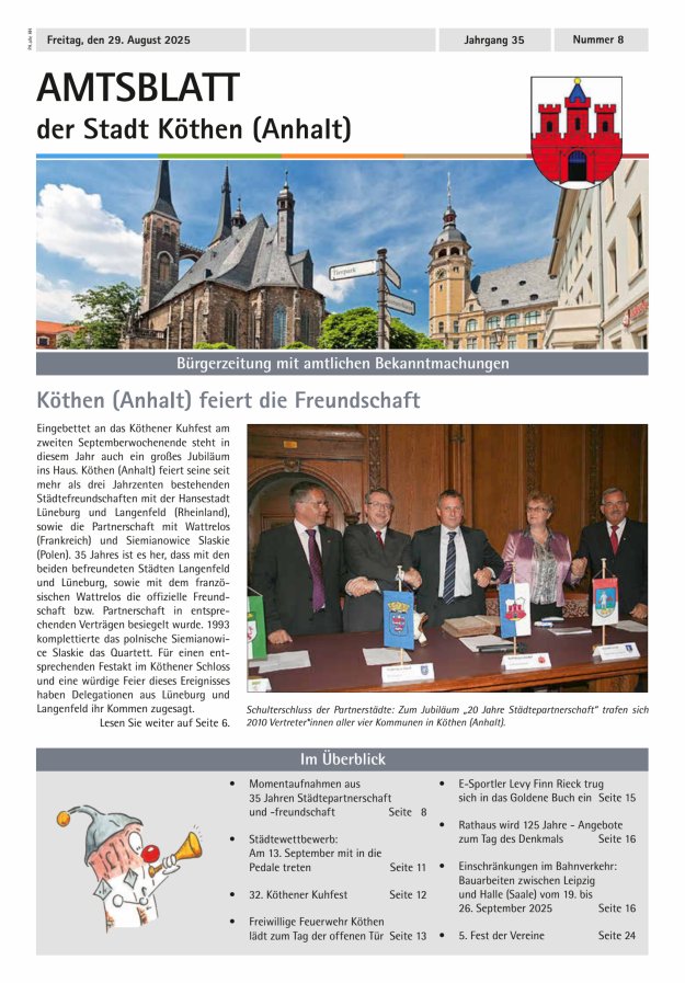 Titelblatt Amtsblatt der Stadt Köthen (Anhalt) – Bürgerzeitung mit amtlichen Bekanntmachungen Ausgabe: 04/2024