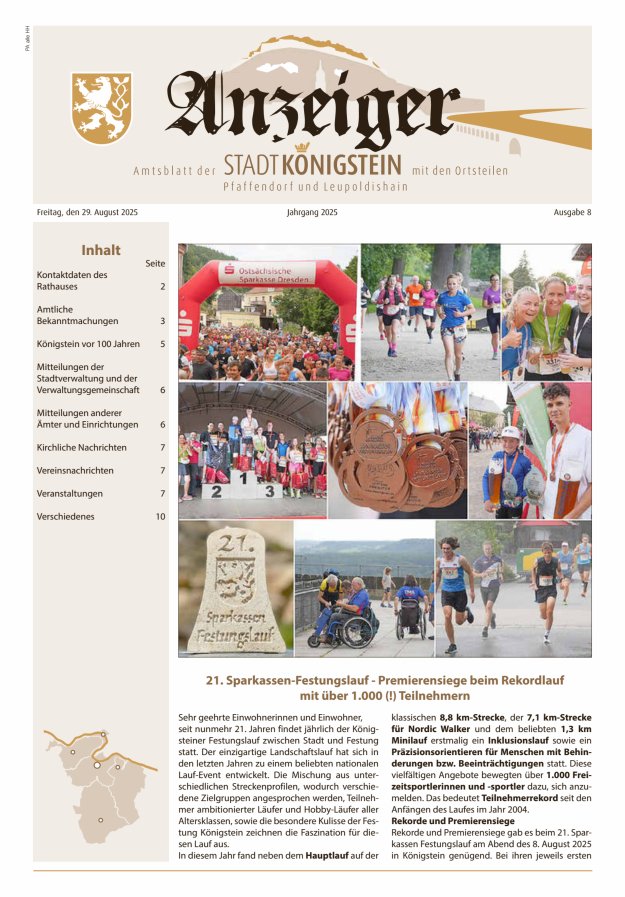 Titelblatt Amtsblatt der Stadt Königstein