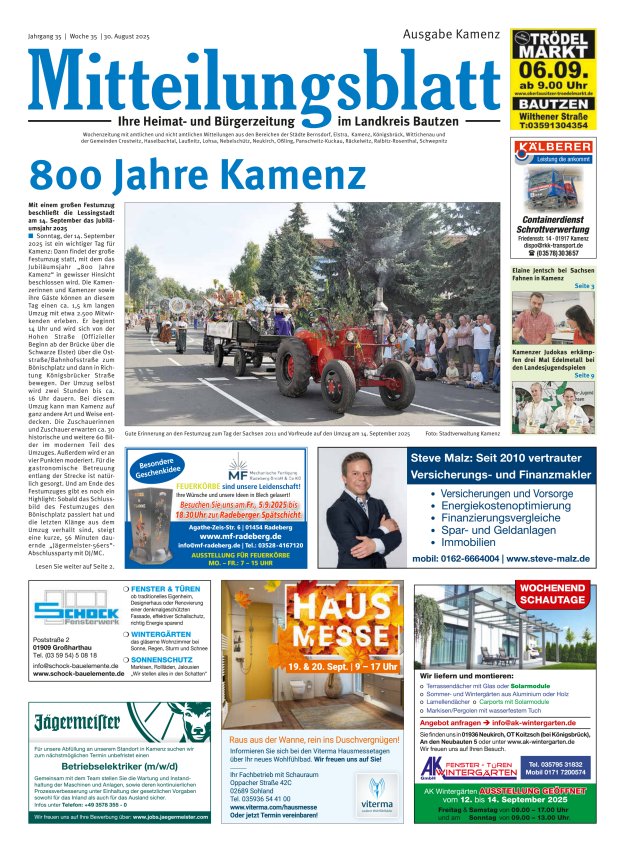 Titelblatt Mitteilungsblatt LK Bautzen, Ausgabe Kamenz Ausgabe: 17/2024