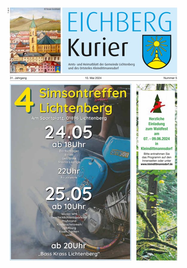 Titelblatt Eichberg-Kurier | Amts- und Heimatblatt der Gemeinde Lichtenberg Ausgabe: 05/2024