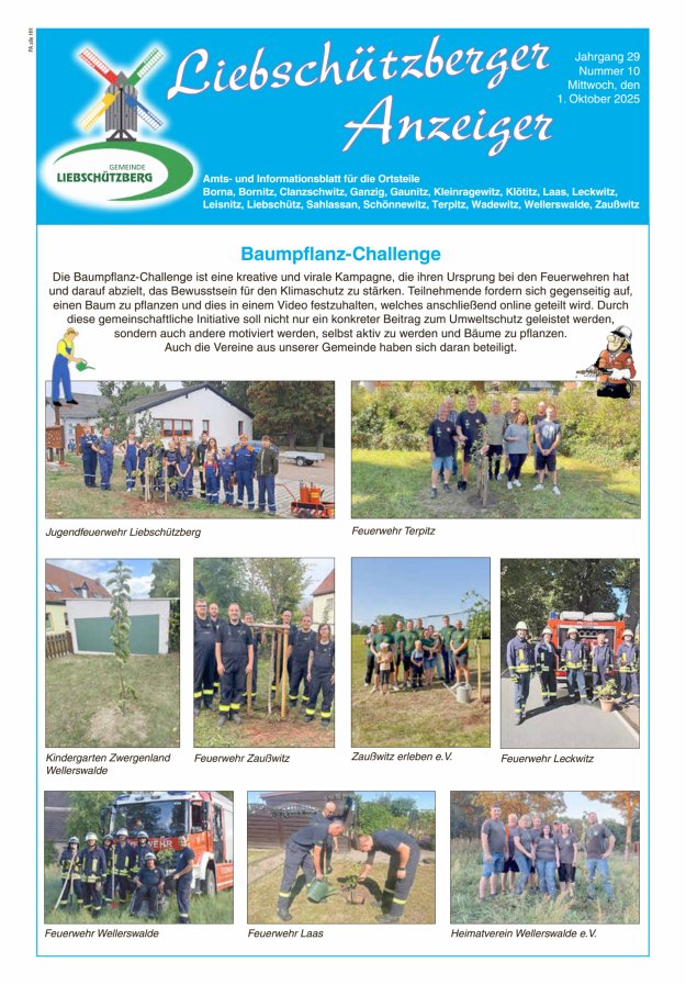 Titelblatt Liebschützberger Anzeiger - Amts- und Informationsblatt
