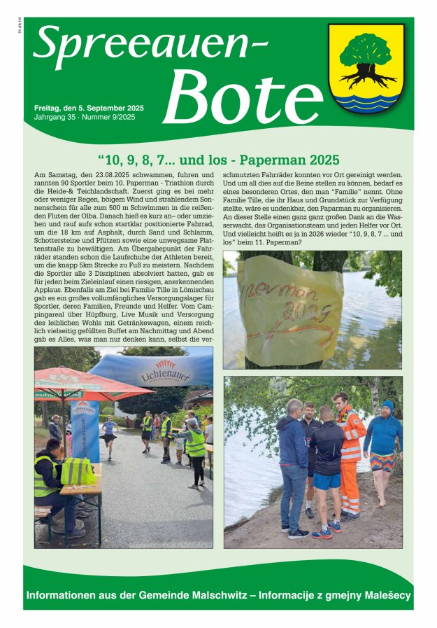 Titelblatt Spreeauen-Bote | Amtsblatt der Gemeinde Malschwitz Ausgabe: 05/2024