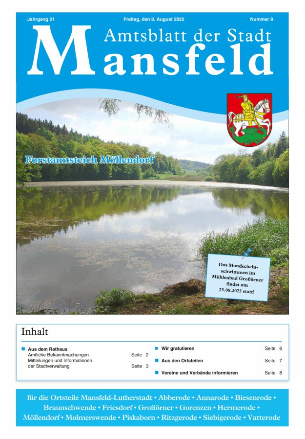 Titelblatt Amtsblatt der Stadt Mansfeld