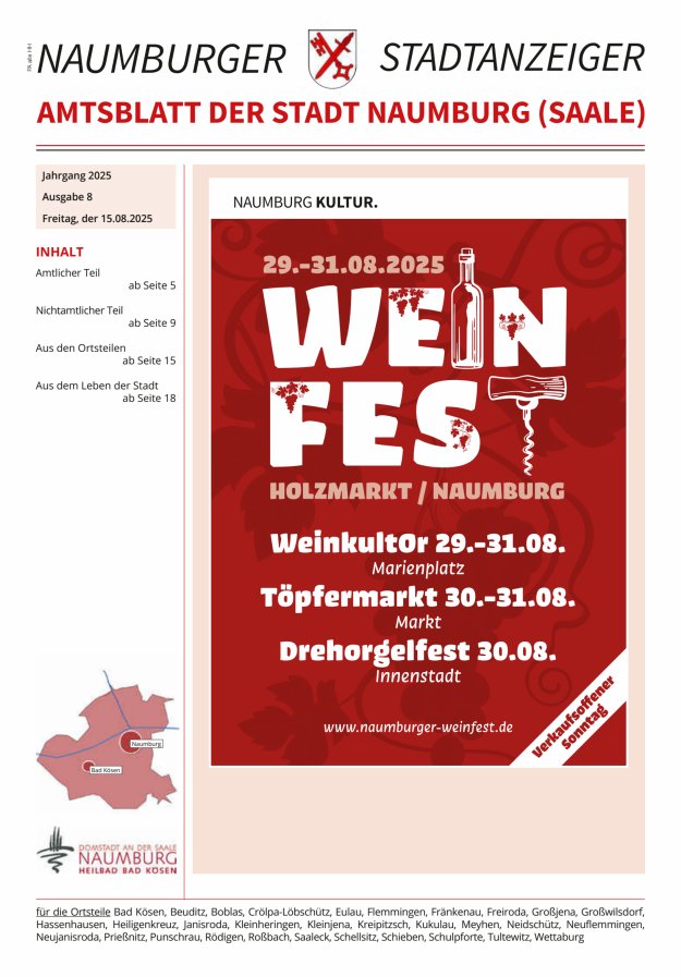 Titelblatt Amtsblatt der Stadt Naumburg (Saale)