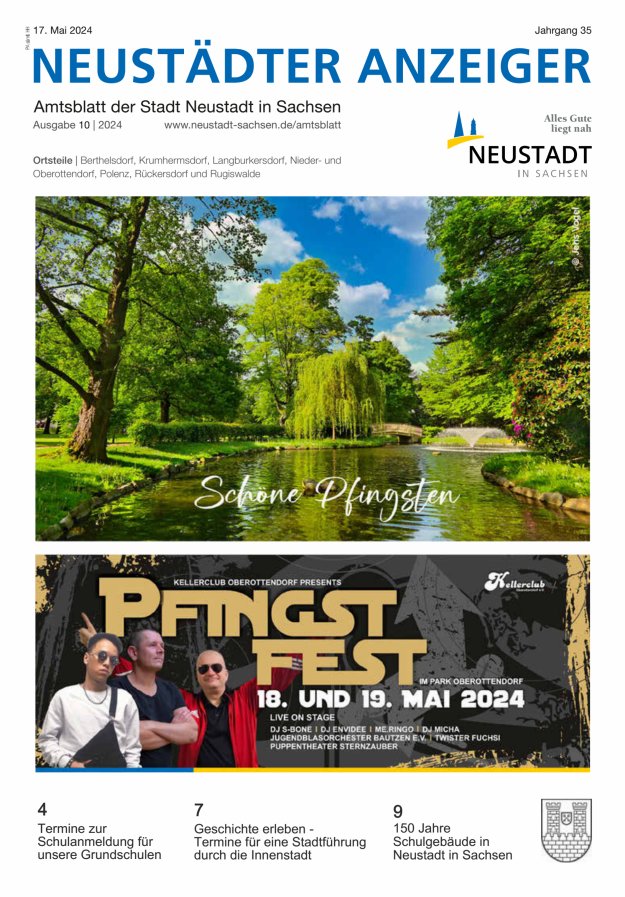 Titelblatt Neustädter Anzeiger | Amts- und Heimatblatt der Stadt Neustadt in Sachsen Ausgabe: 10/2024