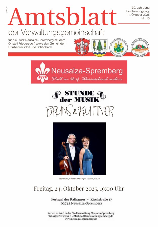 Titelblatt Amtsblatt der Verwaltungsgemeinschaft für die Stadt Neusalza-Spremberg