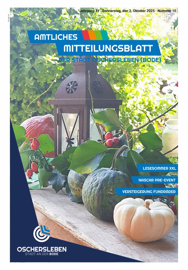 Titelblatt Amtliches Mitteilungsblatt der Stadt Oschersleben (Bode) und ihrer Ortsteile Ausgabe: 05/2024