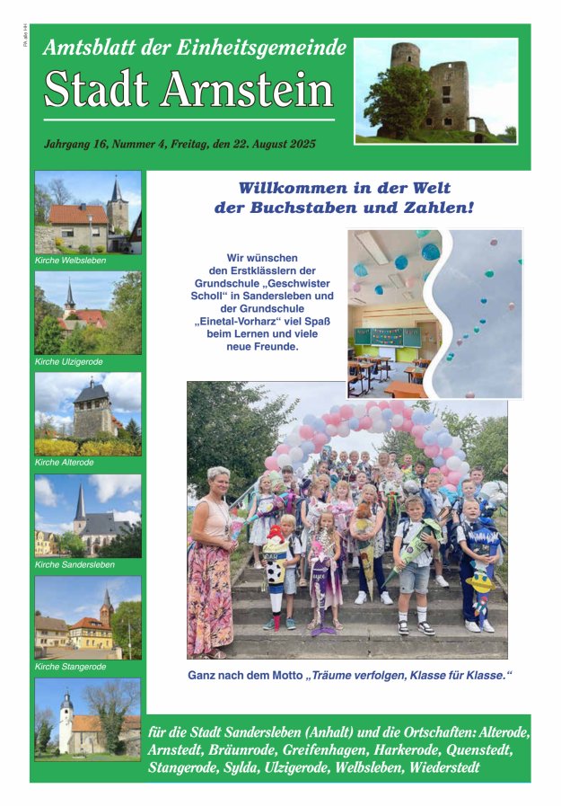 Titelblatt Amtsblatt der Einheitsgemeinde Stadt Arnstein