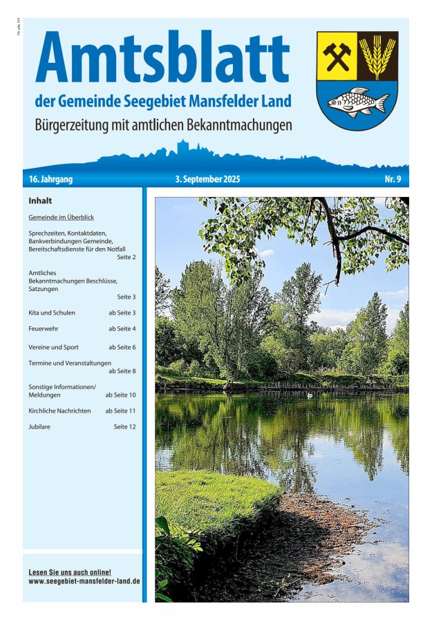 Titelblatt Amtsblatt der Gemeinde Seegebiet Mansfelder Land