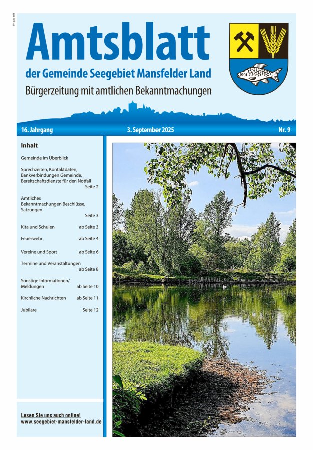 Titelblatt Amtsblatt der Gemeinde Seegebiet Mansfelder Land Ausgabe: 06/2024