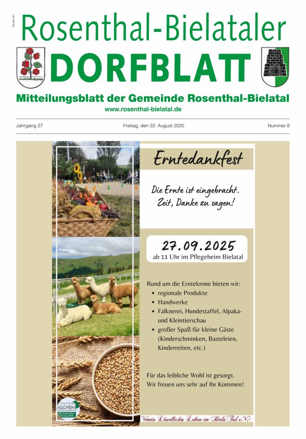 Titelblatt Rosenthal-Bielataler Dorfblatt Ausgabe: 04/2024