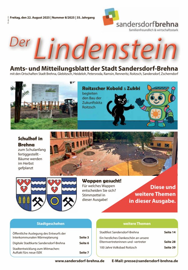 Titelblatt Der Lindenstein Amts- und Mitteilungsblatt der Stadt Sandersdorf-Brehna