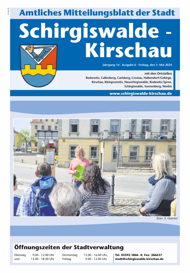 Titelblatt Amtliches Mitteilungsblatt der Stadt Schirgiswalde-Kirschau mit den Ortsteilen Ausgabe: 06/2024