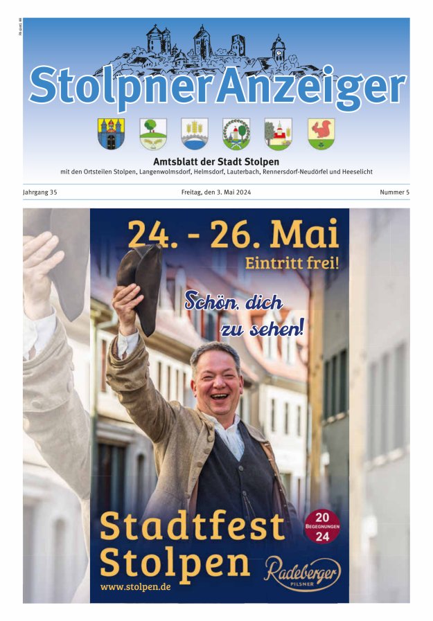 Titelblatt Stolpner Anzeiger | Amtsblatt der Stadt Stolpen mit den Ortsteilen Ausgabe: 05/2024