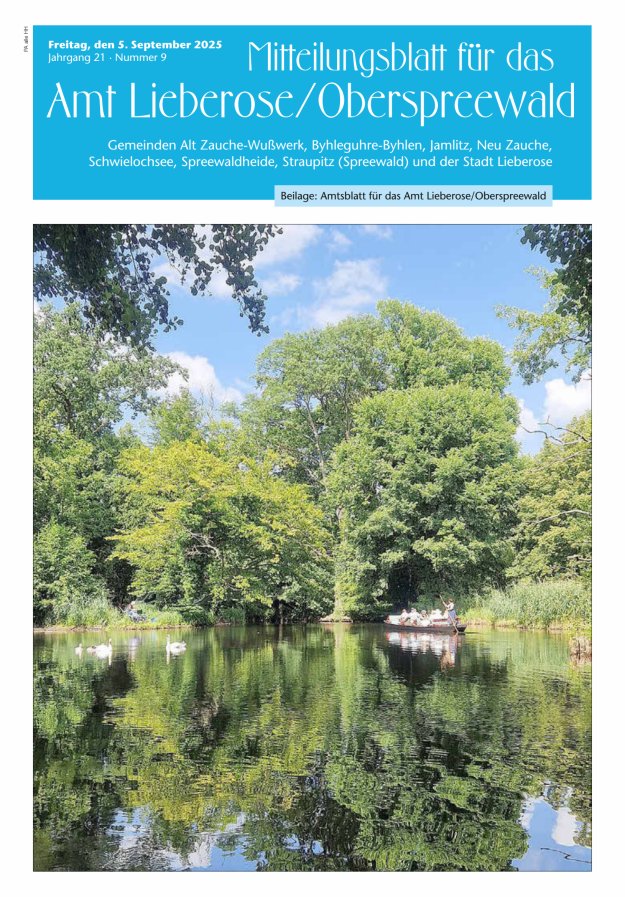 Titelblatt Mitteilungsblatt – Amtsblatt für das Amt Lieberose/Oberspreewald
