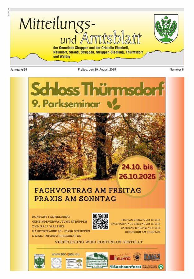 Titelblatt Mitteilungs- und Amtsblatt der Gemeinde Struppen und der Ortsteile Ausgabe: 04/2024