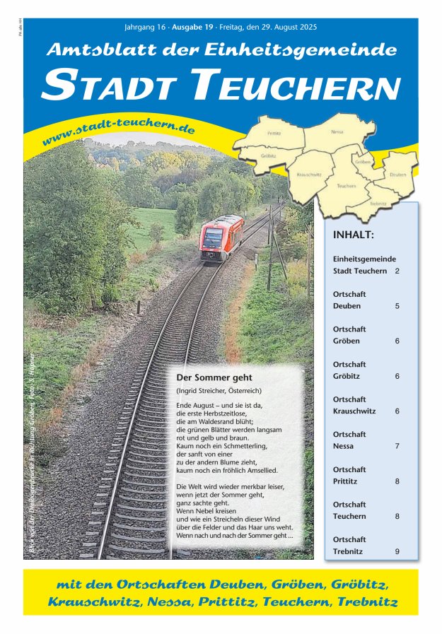 Titelblatt Amtsblatt der Einheitsgemeinde Stadt Teuchern