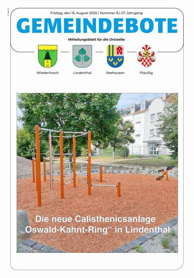 Titelblatt Gemeindebote - Mitteilungsblatt für die Ortsteile