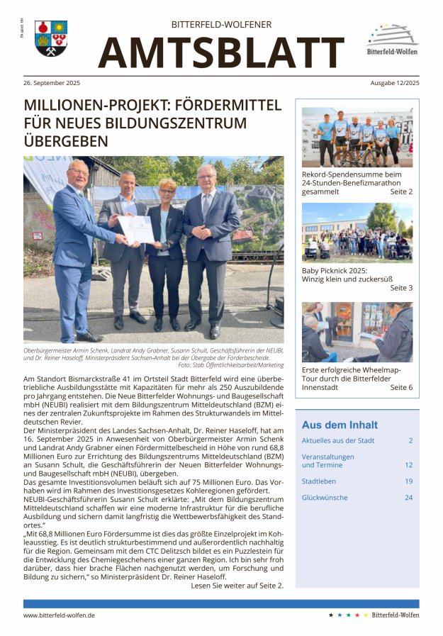 Titelblatt Bitterfeld-Wolfener Amtsblatt
