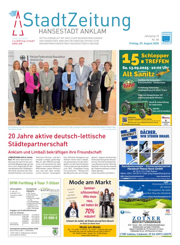 Titelblatt Anklam StadtZeitung Ausgabe: 04/2024