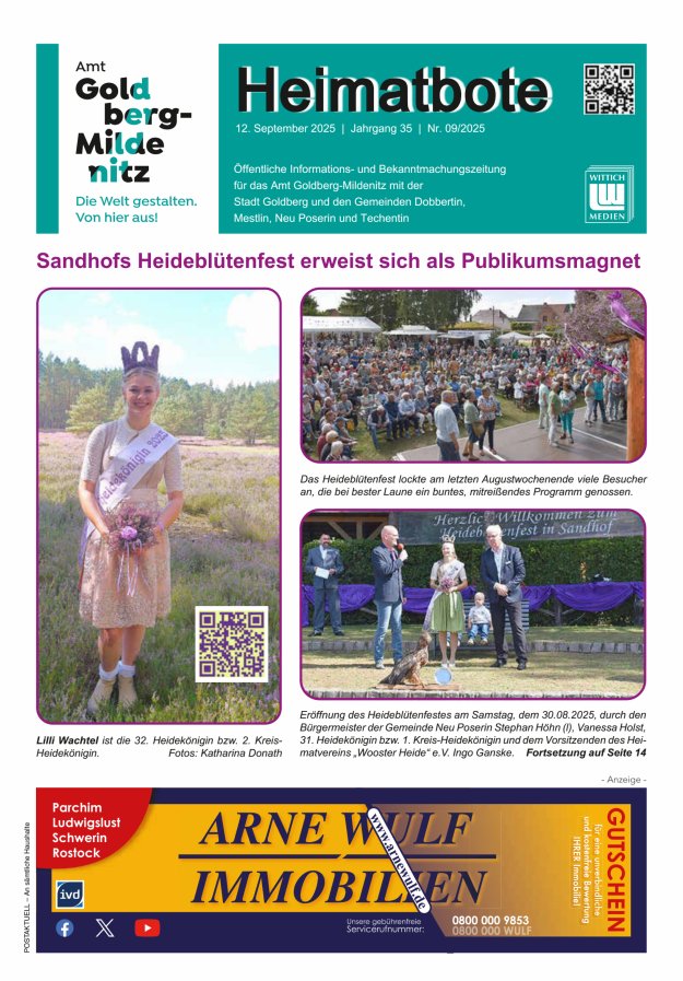 Titelblatt Heimatbote Ausgabe: 09/2025