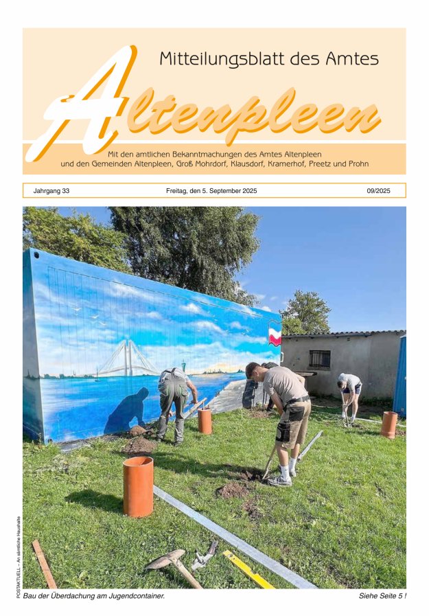 Titelblatt Mitteilungsblatt des Amtes Altenpleen