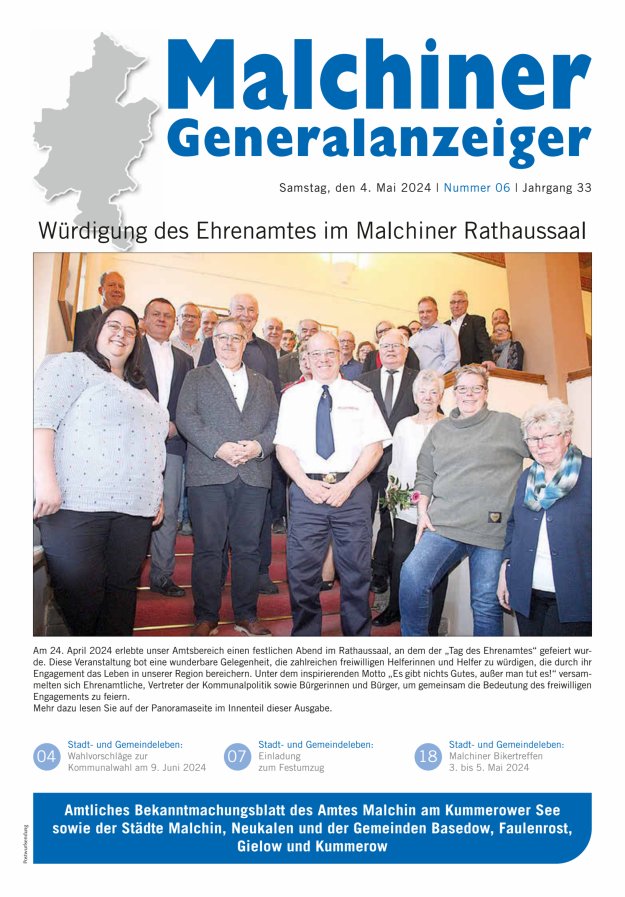 Titelblatt Malchiner Generalanzeiger Ausgabe: 06/2024