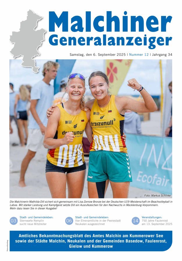 Titelblatt Malchiner Generalanzeiger Ausgabe: 07/2024