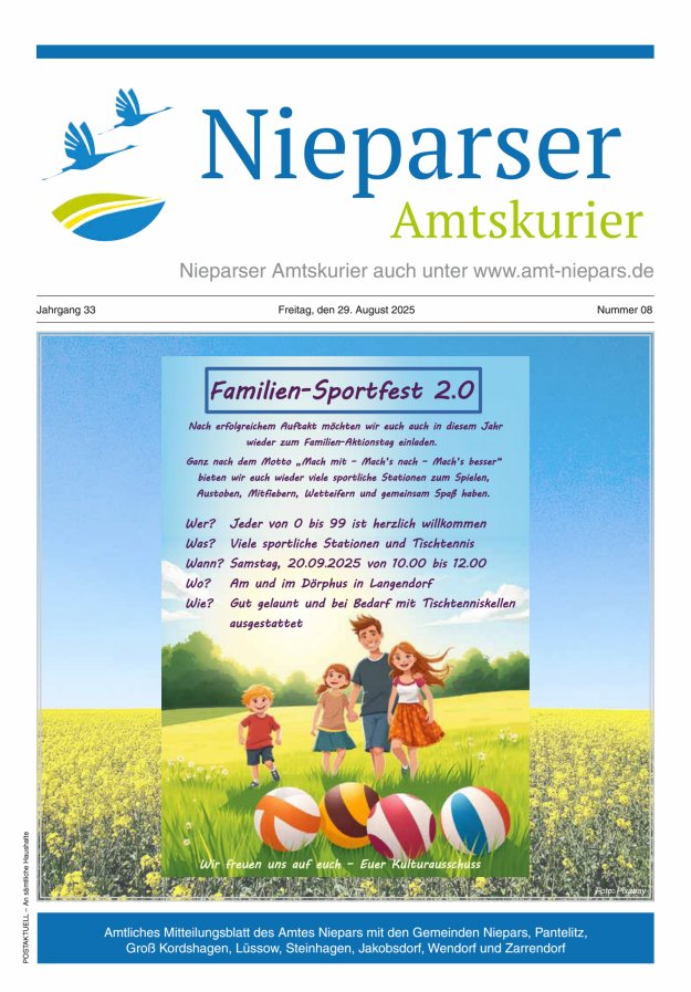 Titelblatt Nieparser Amtskurier Ausgabe: 04/2024