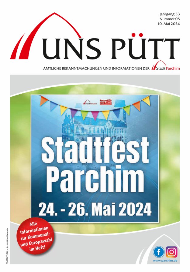 Titelblatt Uns Pütt Parchim Ausgabe: 05/2024