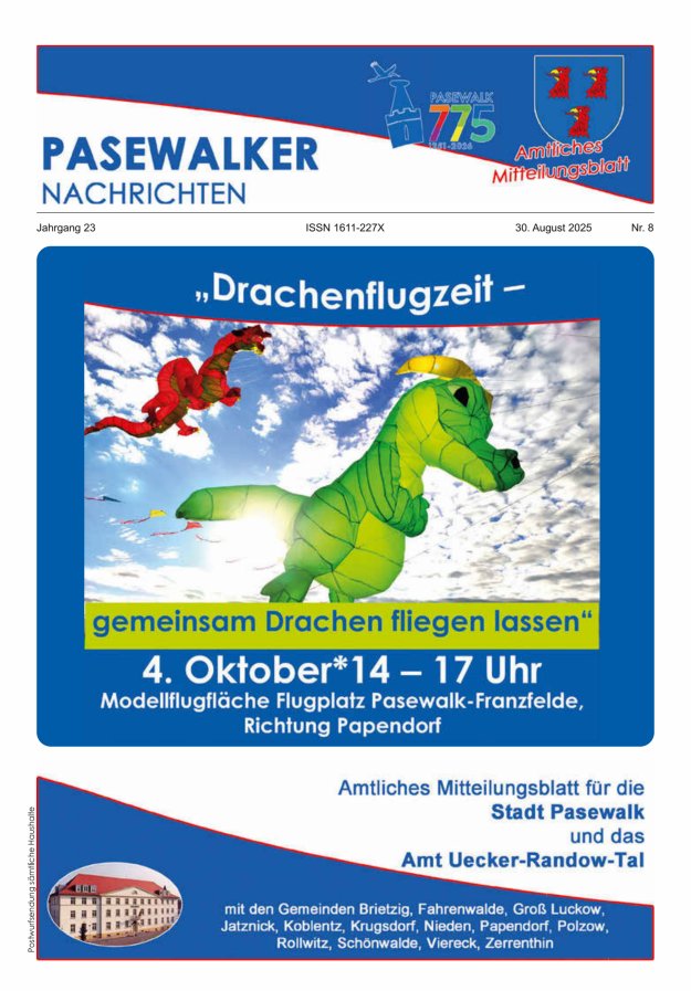 Titelblatt Pasewalker Nachrichten
