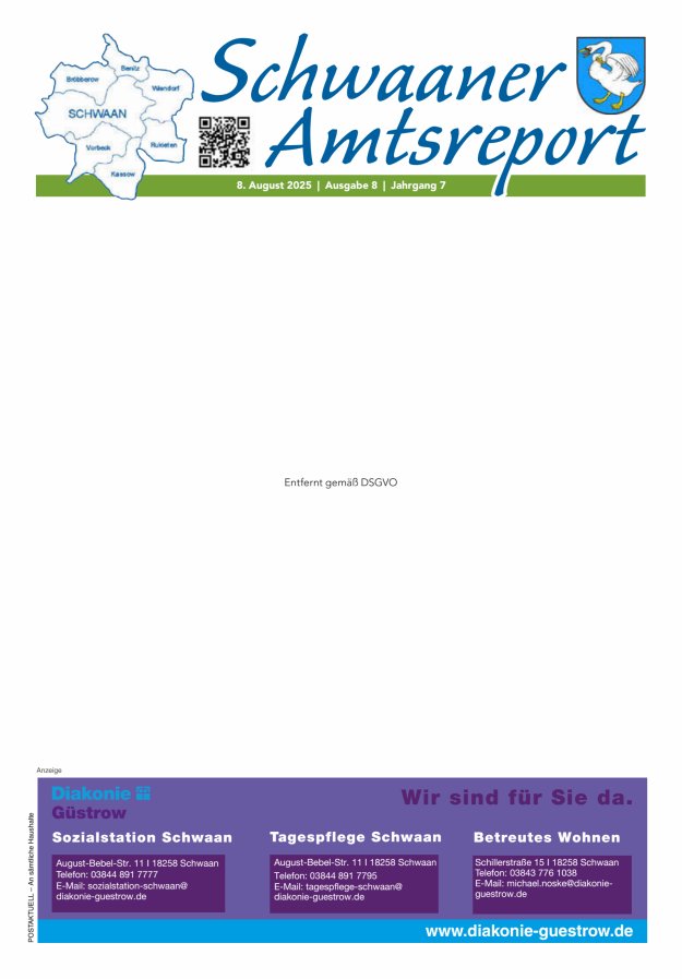 Titelblatt Schwaaner Amtsreport Ausgabe: 04/2024