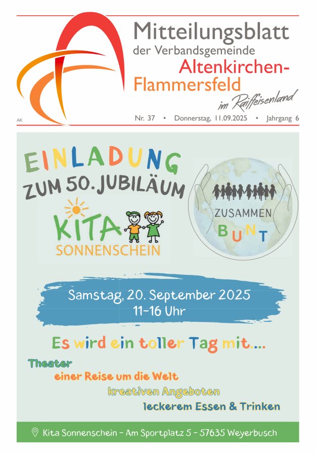 Titelblatt Mitteilungsblatt Verbandsgemeinde Altenkirchen-Flammersfeld, Ausgabe Altenkirchen Ausgabe: 19/2024