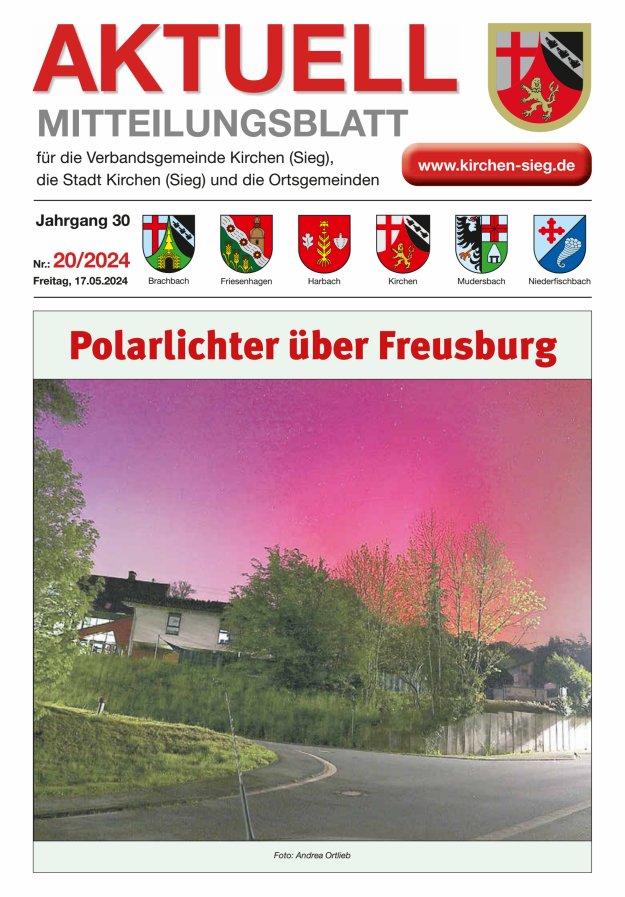Titelblatt Aktuell - Mitteilungsblatt für die VG Kirchen (Sieg) Ausgabe: 20/2024