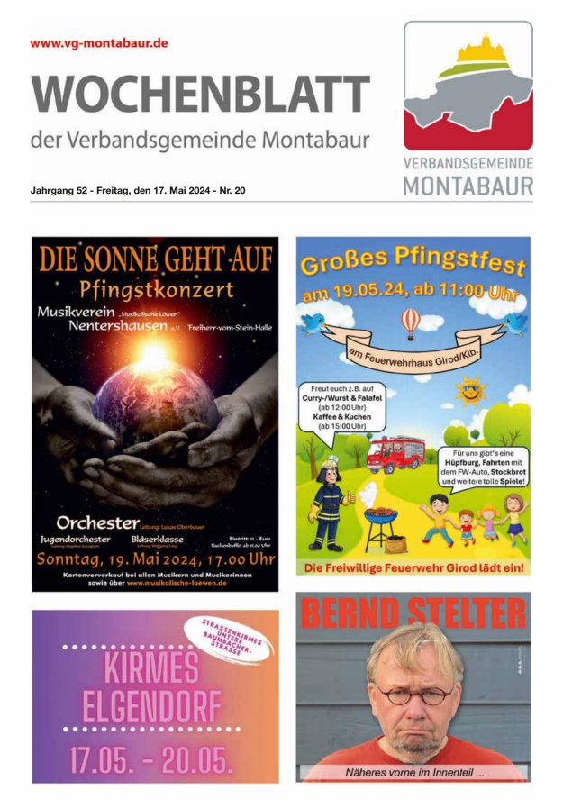 Titelblatt Wochenblatt der Verbandsgemeinde Montabaur Ausgabe: 20/2024