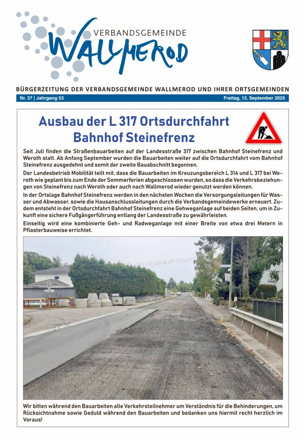 Titelblatt Wir über uns - Verbandsgemeinde Wallmerod Ausgabe: 20/2024