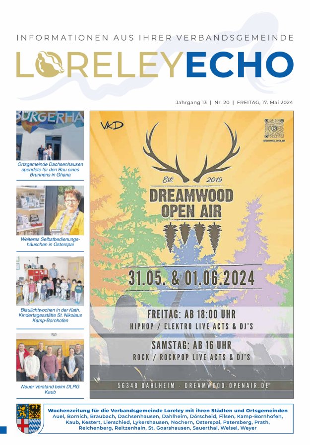Titelblatt Loreley-Echo - Mitteilungsblatt der Verbandsgemeinde Loreley Ausgabe: 20/2024