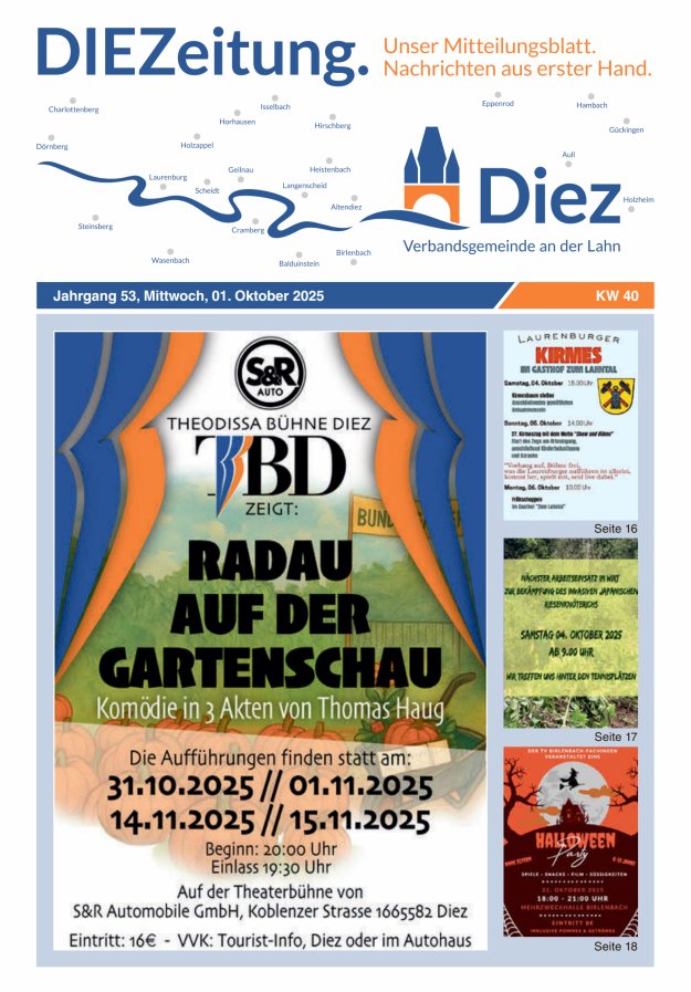 Titelblatt Mitteilungsblatt der Verbandsgemeinde Diez und der Ortsgemeinden