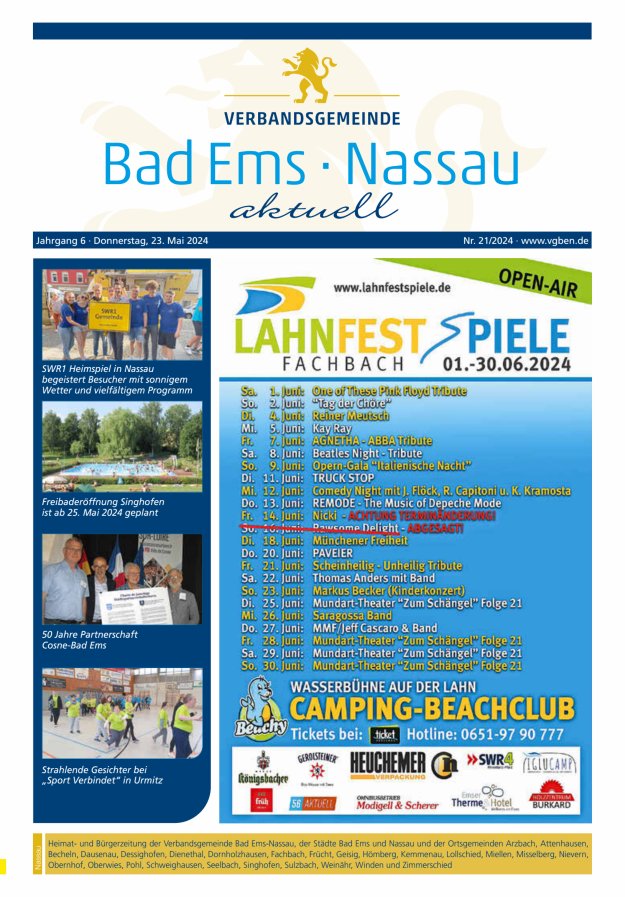 Titelblatt Bad Ems-Nassau aktuell, Ausgabe Nassau Ausgabe: 18/2024
