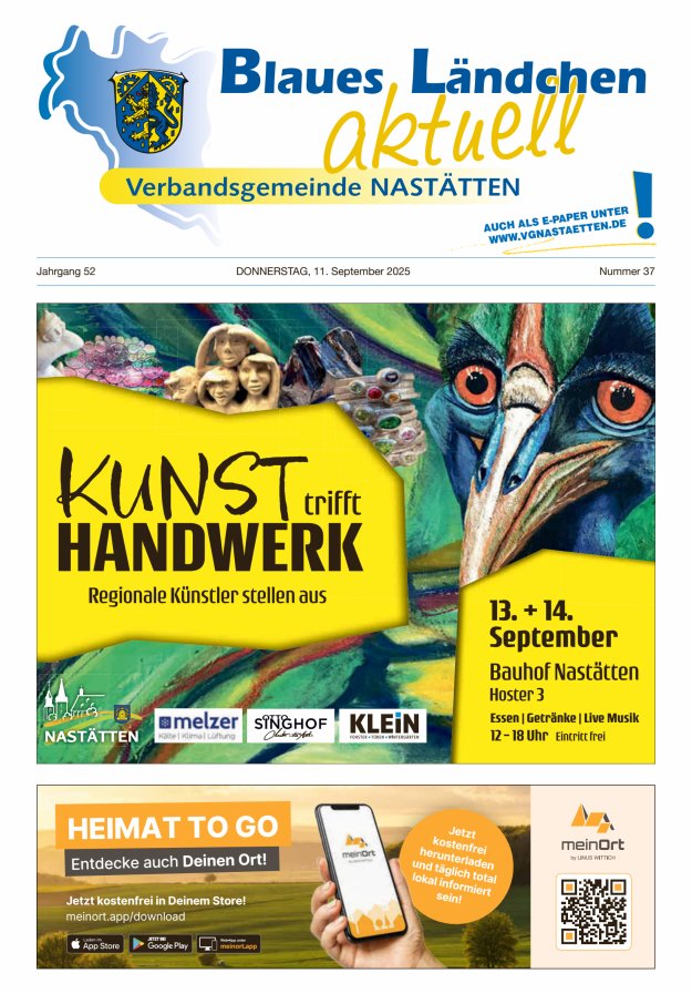 Titelblatt Blaues Ländchen aktuell - Heimat- u Bürgerzeitung VG Nastätten