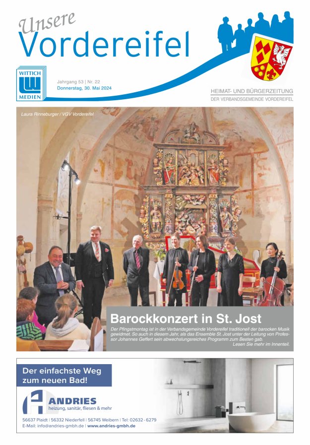 Titelblatt Mitteilungsblatt Vordereifel - Heimat- u. Bürgerzeitung der VG Vordereifel Ausgabe: 18/2024
