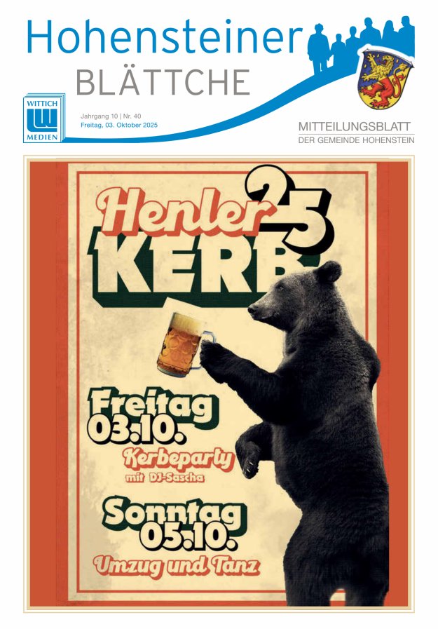 Titelblatt Hohensteiner Blättche