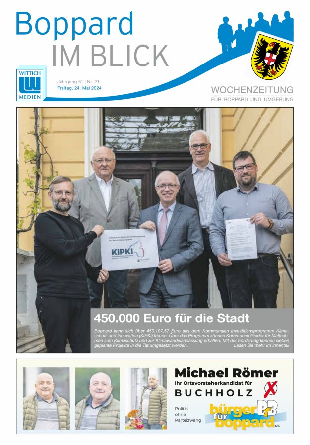 Titelblatt Boppard im Blick - Heimatzeitung für die Stadt Boppard Ausgabe: 18/2024