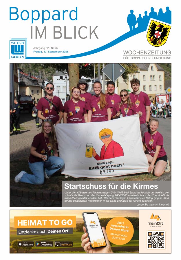 Titelblatt Boppard im Blick - Heimatzeitung für die Stadt Boppard Ausgabe: 18/2024