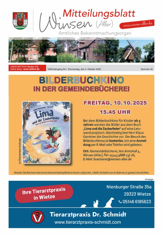 Titelblatt Mitteilungsblatt der Gemeinde Winsen
