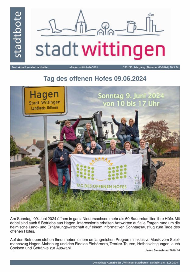 Titelblatt Wittinger Stadtbote Ausgabe: 04/2024