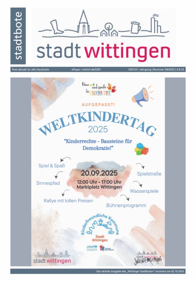 Titelblatt Wittinger Stadtbote