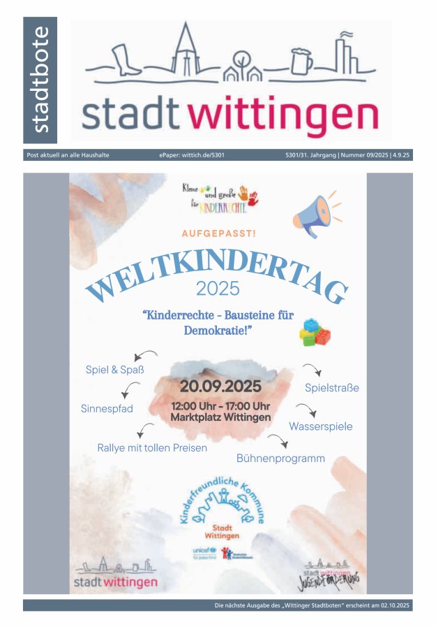 Titelblatt Wittinger Stadtbote Ausgabe: 04/2024