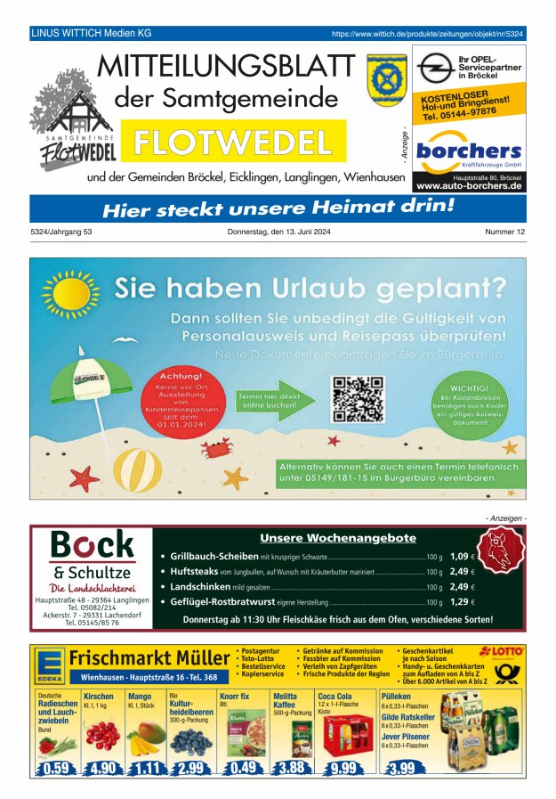 Titelblatt Mitteilungsblatt der Samtgemeinde Flotwedel Ausgabe: 10/2024